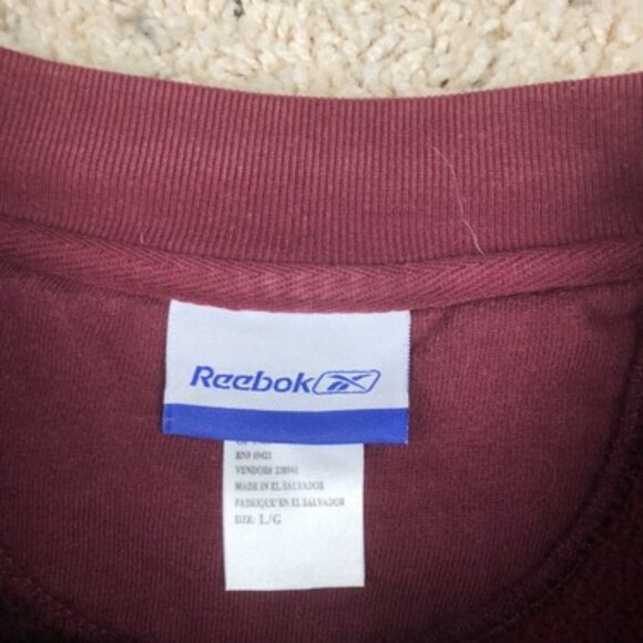 Reebok Crewneck Sweatshirt Classic Logo Men's Size Large Maroon Red Polycotton - Picture 3 of 7